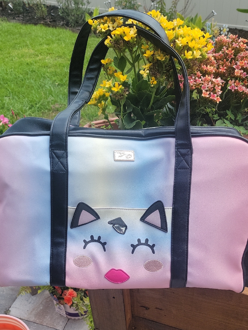 Pastel Gradient Betsy Johnson  Tote Bag with Black Trim